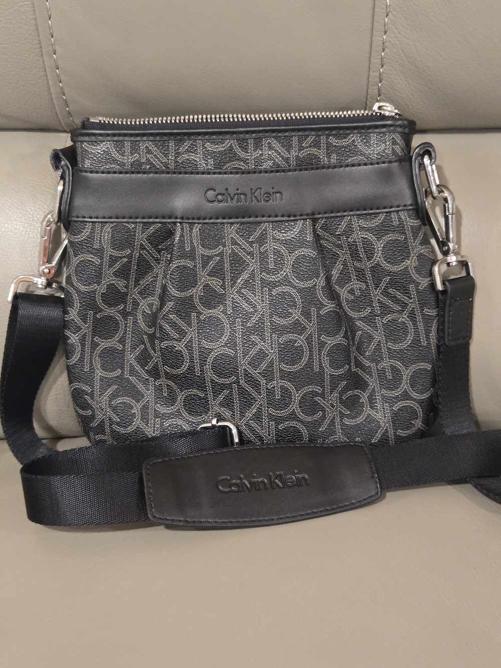 Calvin Klein Black/Gray Monogram Crossbody Bag